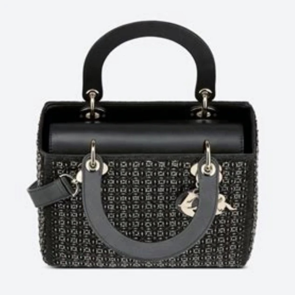 BNIB! Ultra Rare!!! AUTHENTIC CHRISTIAN DIOR MEDIUM LADY DIOR BAG - BLACK Beaded - Picture 7 of 17